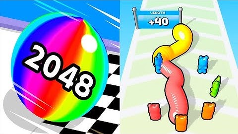 Ball Run 2048 VS Gummy Worm Go! - All Levels SpeedRun Gameplay Android iOS Ep1