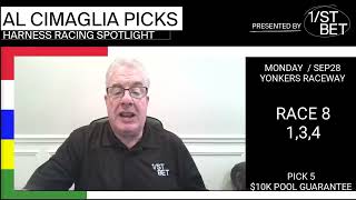 Al Cimaglia: Yonkers Harness Pick 5 Analysis | Monday, September 28, 2026 Al Cimaglia: Yonkers Harness Pick 5 Analysis | Monday, September 28, 2026