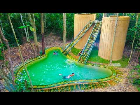 Build The Most Amazing Bamboo Slides Swimming Pool Tower Houses by Ancient Skills