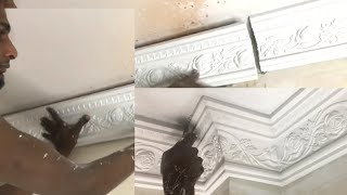How to apply rose gypsum border with ceiling plaster and wall