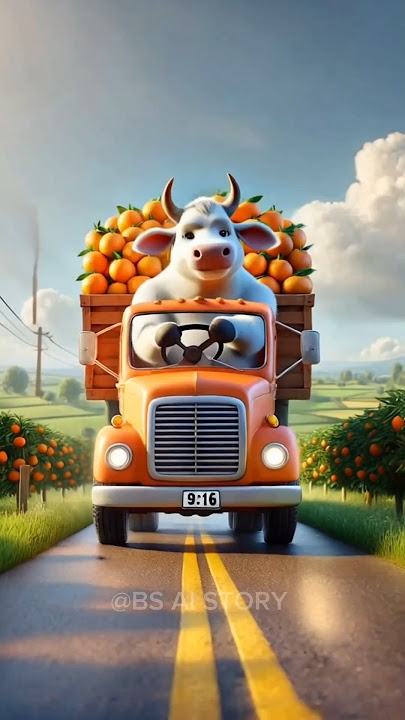 Story of a Bull driving a truck 😭 #shorts #ytshorts #ai #dadi #bull #orange #bsaistory