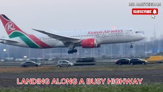 Boeing 787 Dreamliner Kenya Airways Paris To Amsterdam Landing Schiphol Airport 5Ykzc Kq164