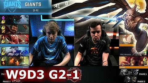 GIANTS vs Fnatic | Game 1 S7 EU LCS Spring 2017 Week 9 Day 2 | GIA vs FNC G1 W9D2