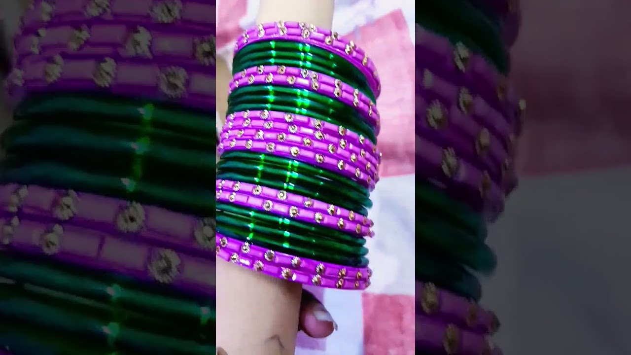 simple look pink green bangle set