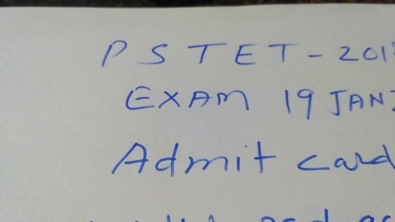 DOWNlOAD ADMIT CARD PSTET 2018