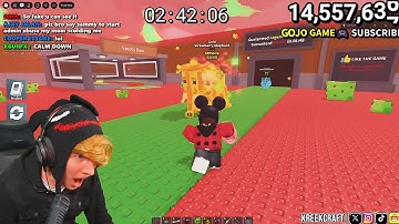Sammy gives KreekCraft a Strawberry Elephant in Roblox Steal a Brainrot