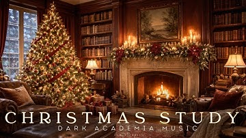 Victorian Christmas Library | Dark Academia Piano Music & Cozy Fireplace Ambience for Studying