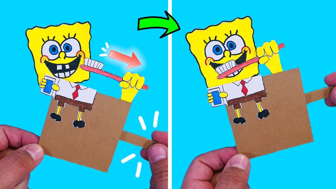 Spongebob.exe or Slendybob mask made of cardboard ➤ How To Make of DIY.  Tutorial from Crafts Idea in 2023