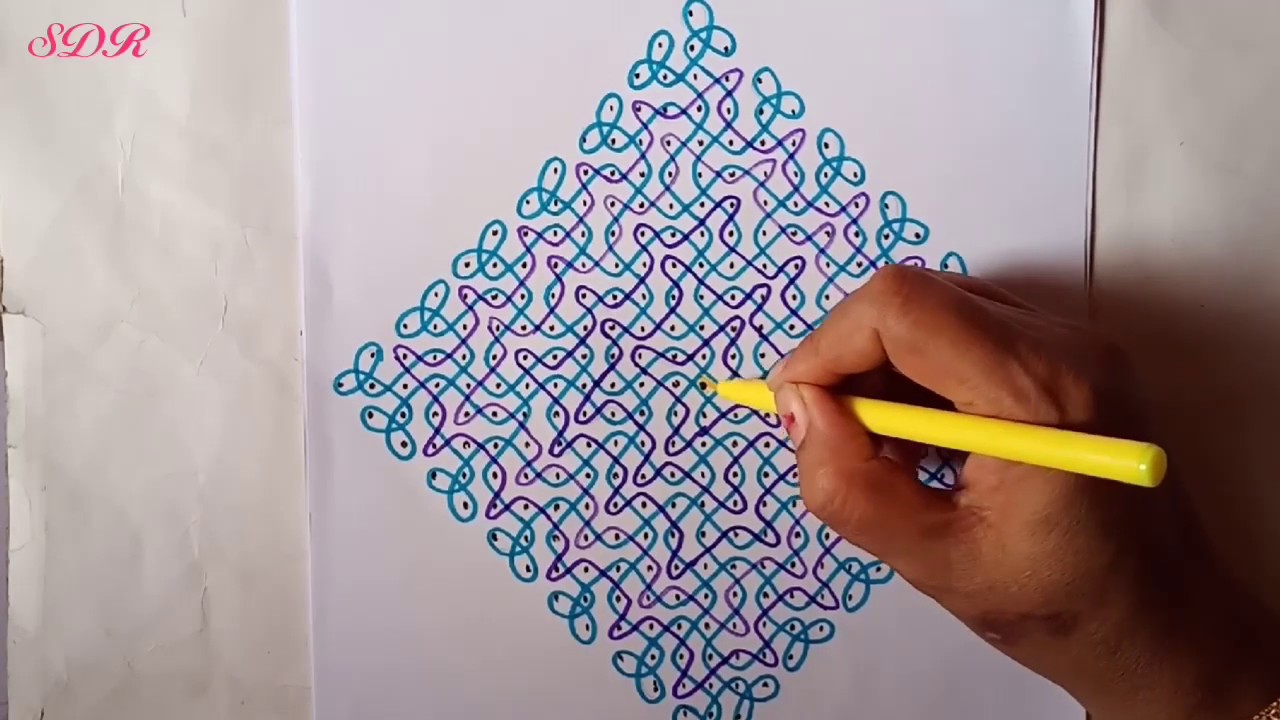 25 - 1 Straight Dots || Beautiful Chikku Designer Big Rangoli || Sikku Kolam || Competition Rangoli