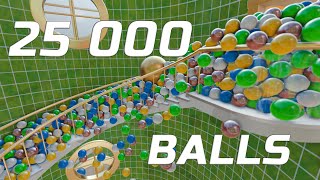 Color Balls on spiral stair 4K V2 - Rigid Body simulation 3D Animation (Cinema 4D - U-RENDER)