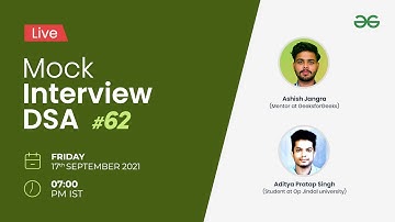 Live Mock Interview DSA Series #62
