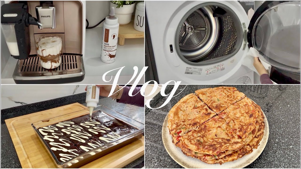 38| Çikolata Soslu Islak Kek🍫|Tam Buğday Unlu Sebzeli Krep🥞| Çamaşır Kurutma Makinesi Temizliği🫧|