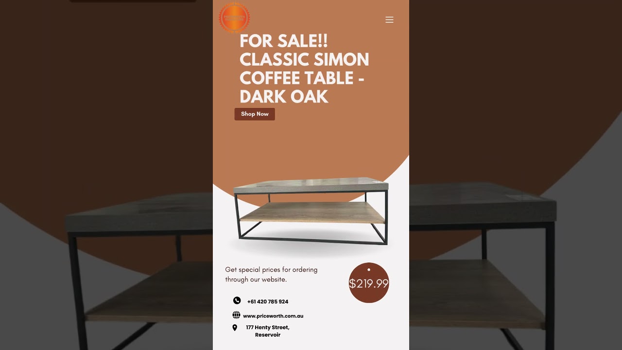 FOR SALE!!! CLASSIC SIMON COFFEE TABLE- DARK OAK