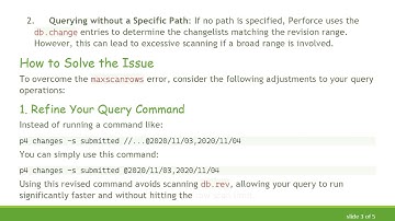 How to Resolve the Too Many Rows Scanned Error When Fetching Perforce Change-Lists