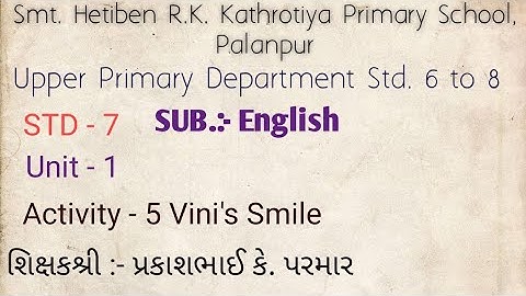 Std 7 English Unit  1 Activity  5 Smile in the mirror