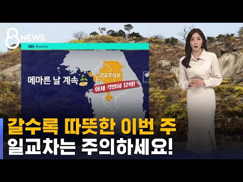 [날씨] 갈수록 따뜻한 이번 주…메마른 대기 계속 / SBS 8뉴스