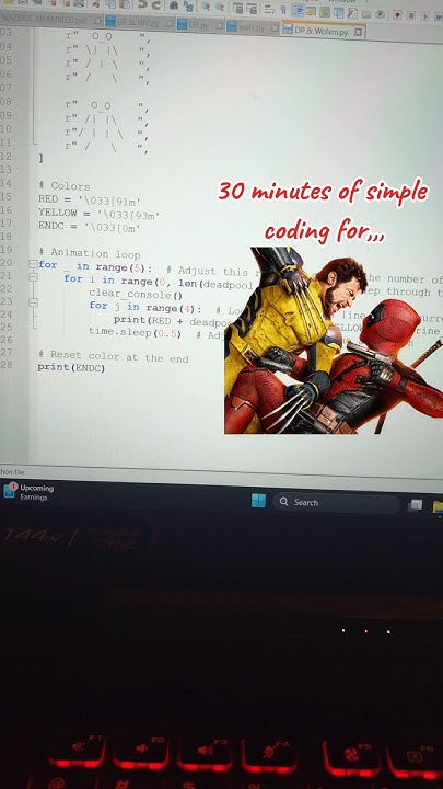 Deadpool and wolverine animation with python #deadpool3 #python #shorts ...