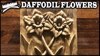 DAFFODIL FLOWERS WOODCARVING - Relief Wood Carving Flowers by Chiseled Outdoors Custom Carvings 3,515 views 3 years ago 4 minutes, 58 seconds