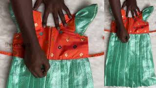 Sky Blue With Orange Silk Cotton Frock For New Born Baby Girls | The Nesavu screenshot 4