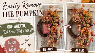 DIY Fall Wreath with a Removable Pumpkin 🍂 One Wreath, Two Beautiful Looks!