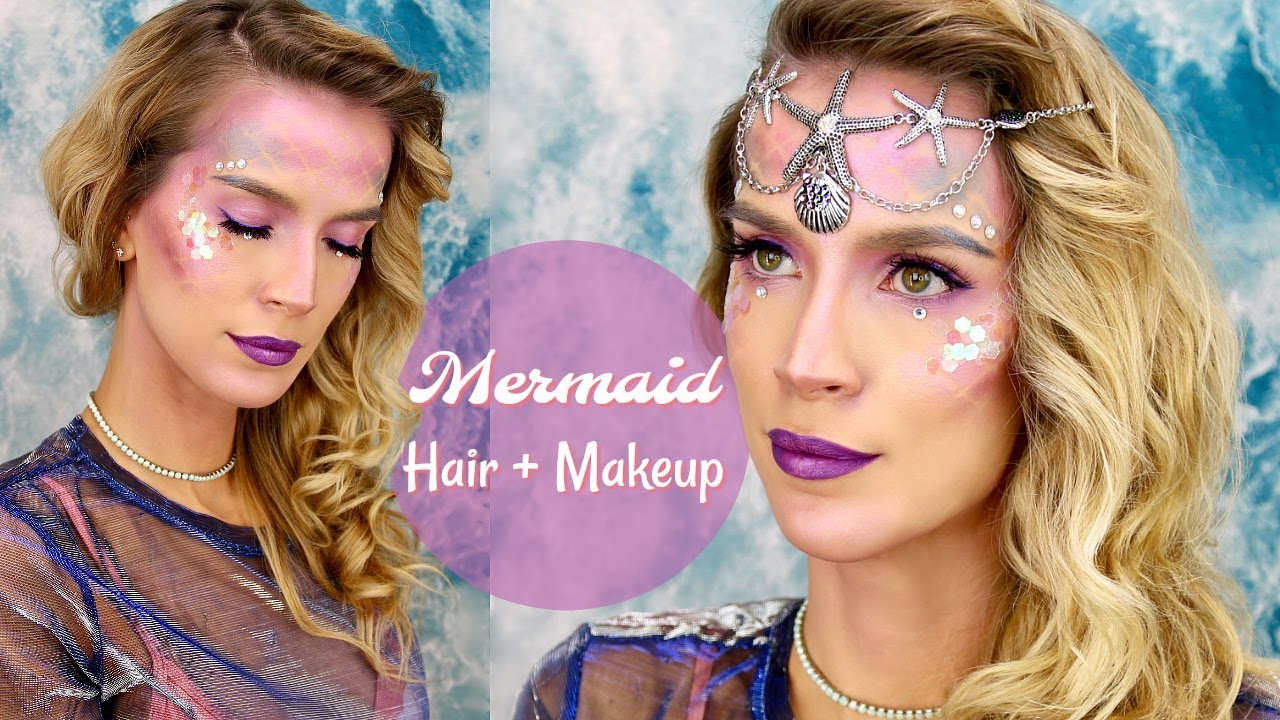 Mermaid Hair + Makeup | Halloween Costume Tutorial | LeighAnnSays - YouTube
