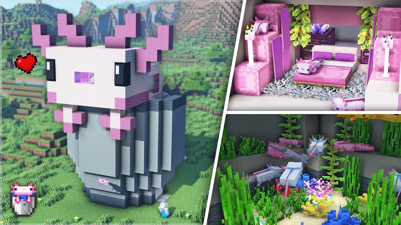 ⛏️ Minecraft Tutorial ️ Cute Axolotl Bucket House [마인크래프트 귀여운