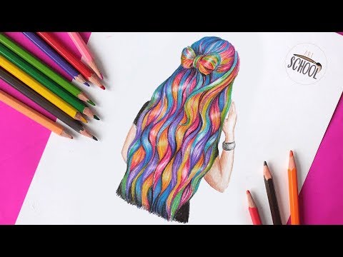 Как нарисовать РАЗНОЦВЕТНЫЕ ВОЛОСЫ \ Рисуем прическу \ How to draw hair | Art School