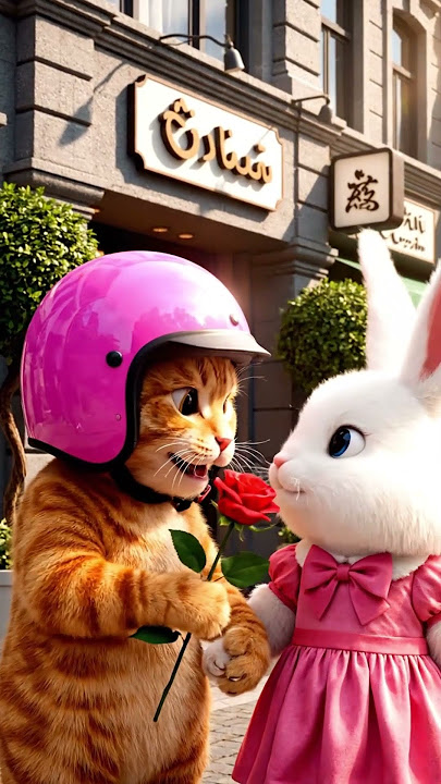 Orange Cat's Romantic Date! 🐱💕🐰 Rose, Dinner & Movie (Cute Love Story Animation) #shorts