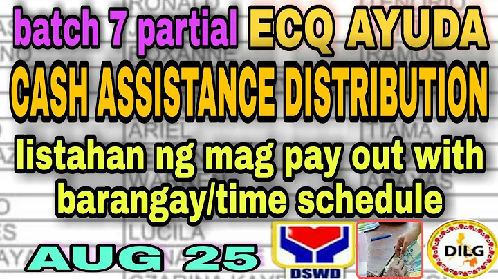 "list of ecq ayuda benenificaries" with barangay and time schedule / aug 25