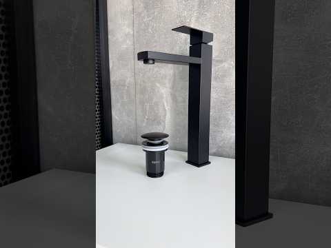 Смеситель для умывальника высокий Mixxus KUB 001 High с донным клапаном Click Clack Zerix BV 01 BLACK 1 1/4' черный, видео 1