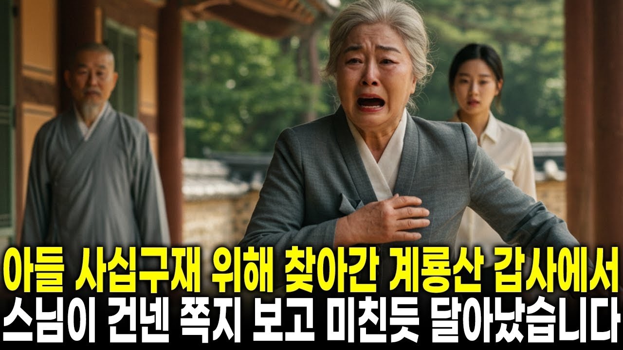 1아들의 49재를 위해 며느리 데리고 계룡산 갑사 갔는데 스님이 건넨 쪽지를 보자마자 필사적으로 도망쳤습니다