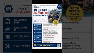 HAL Lucknow ITI Apprentice Recruitment 2026: Apply Now!