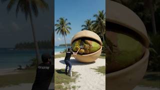 😱I Turned a Giant Pistachio Into a Beach Cafe (AI Timelapse)