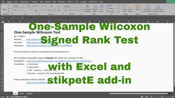 Excel - One-Sample Wilcoxon Signed Rank Test with stikpetE