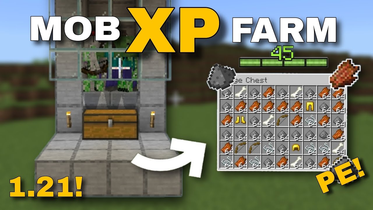 Easy MOB XP Farm Tutorial in Minecraft Bedrock 1.21! (Without Mob ...