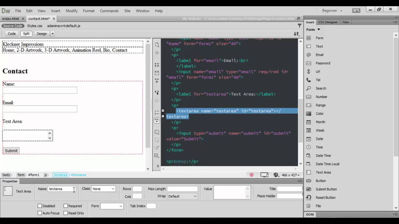 New Adobe Dreamweaver CC Creating a Contact Form