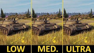 World of Tanks | GTX 1050 Ti + i5-7400 | Low vs. Medium vs. Ultra | 1080p