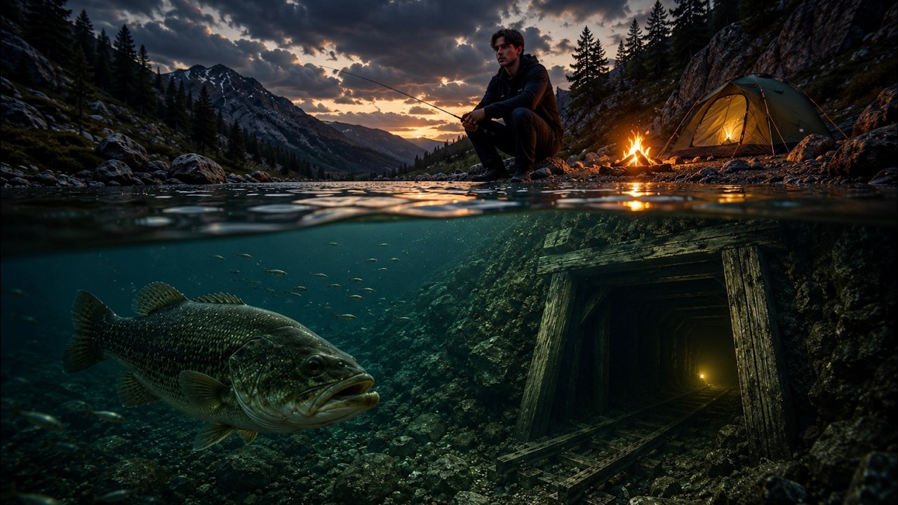 Day Fishing & Camping At An ABANDONED Mineshaft! (Sunken Mines)