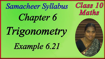 10th Maths | Chapter 6 | Trigonometric | Angles of Elevation | Example 6.21