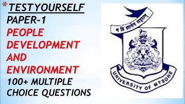 Mcqs on People Development and Environment/Paper I preparation/K SET Examination 2020