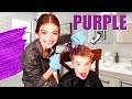 Dying My Little Brothers Hair Purple!
