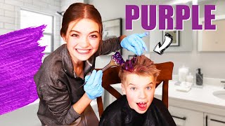 Dying My Little Brothers Hair Purple!