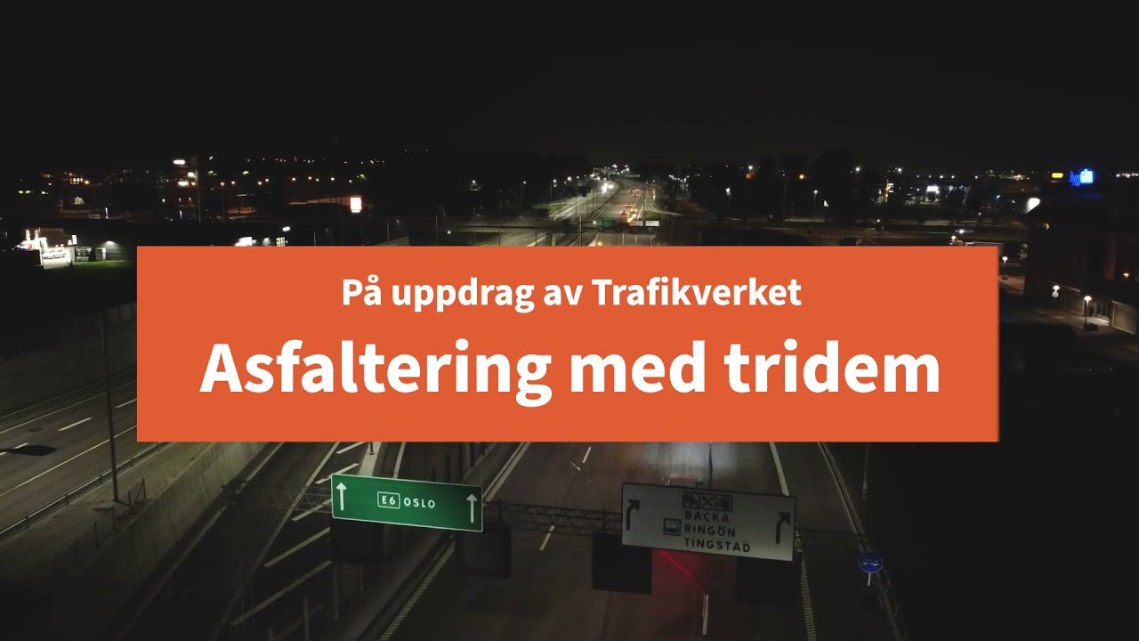 Asfaltering E6 Tingstadsmotet -  Backadalsmotet, Göteborg, med tridem (tre läggare samtidigt)