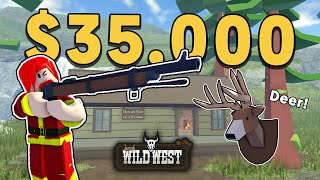 NEW Best Grinding Method! - Deer Hunting - $35,000 Per Hour! - The Wild West - Roblox
