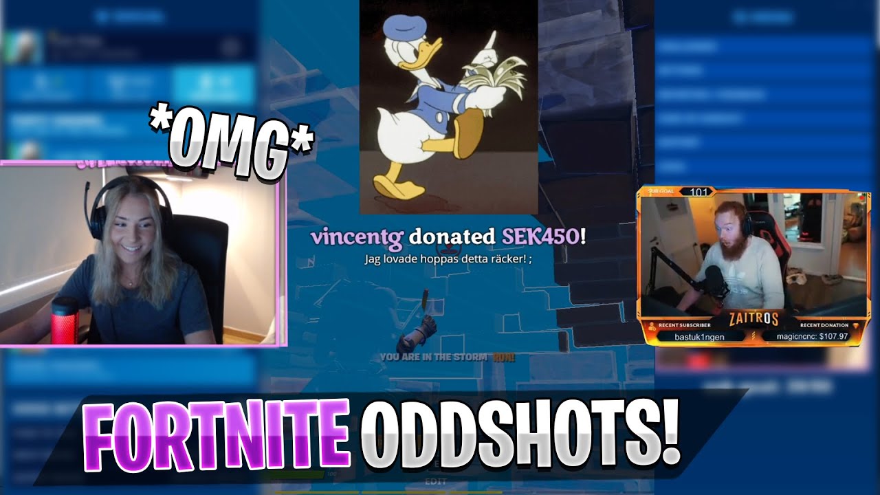 SVENSK TJEJ STREAMER FÅR 500KR DONATION + ZAITR0S SJUKA NOSCOPE!! - Svenska Fortnite Highlights #154