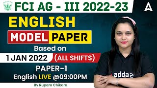FCI AG 3 2022-23 | FCI AG 3 English Model Paper #1 by Rupam Chikara