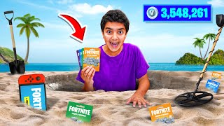 Kid Finds V-BUCKS While METAL DETECTING! (JACKPOT!!)