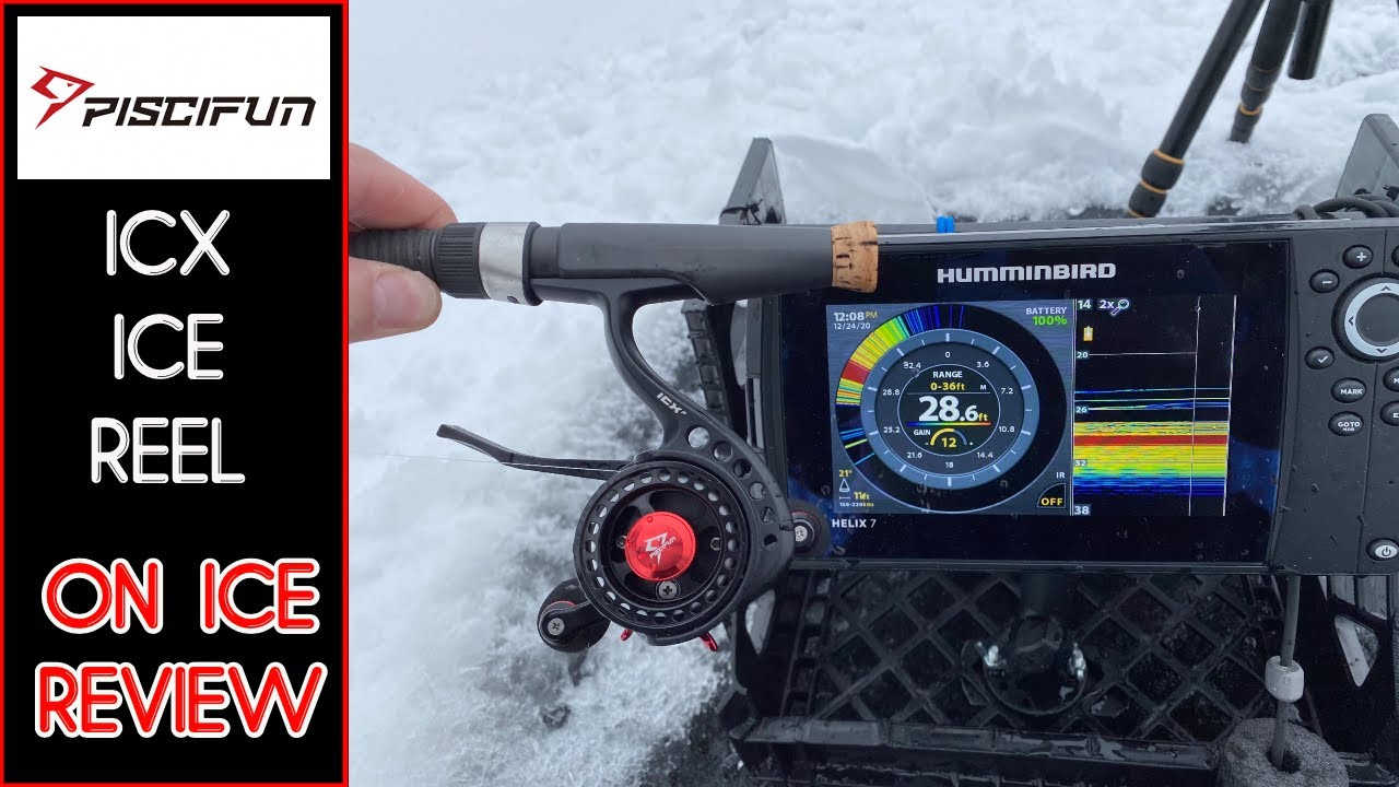 PISCIFUN ICX Inline Ice reel. On Ice Review. 