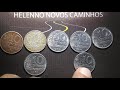 Moedas de dez centavos de diferentes anos