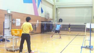 Badminton lesson 20150318(WED) - smash / one jump round swing 1